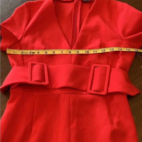 Zara Basics Red Belted Dress Size Small - Picture 7 of 13